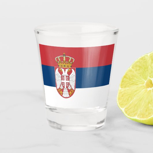 Servische vlag shot glas (Voorkant)
