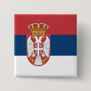Servische vlag vierkante button 5,1 cm