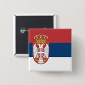 Servische vlag vierkante button 5,1 cm (Voorkant /achterkant)