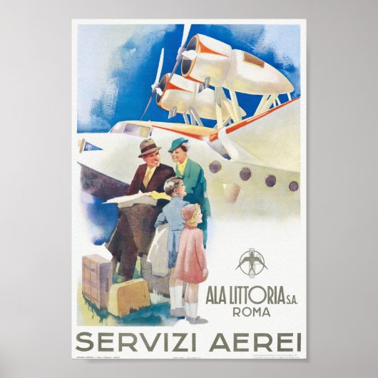 Servizi Aerei Ala Littoria Poster vintage 1937 (Devant)