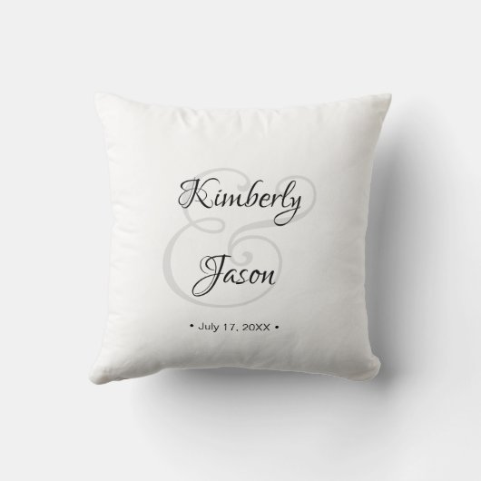 Ses noms de script et date de mariage Coussin jet (Verso)