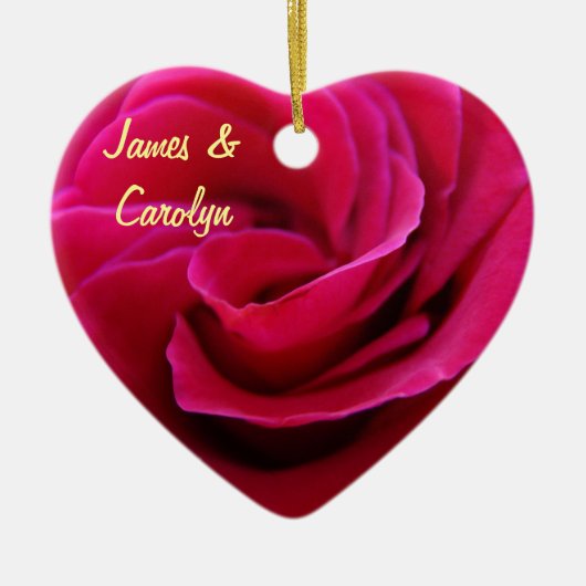 Ses ornements de nom de rose rose Date de mariage (Devant)