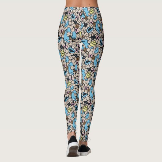 Sesam | Cookie Monster Doodle Patroon Leggings (Achterkant)