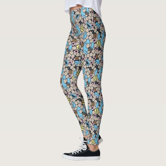 Sesam | Cookie Monster Doodle Patroon Leggings (Links)