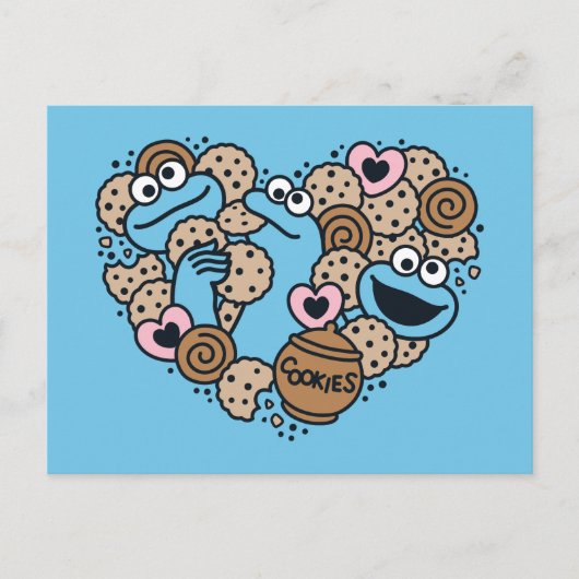 Sesam | Koekjesmonster Doodle Heart Briefkaart (Voorkant)
