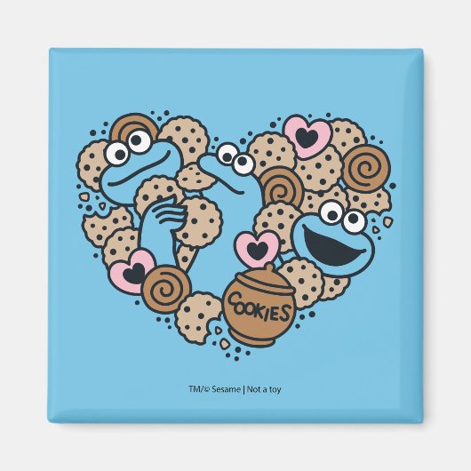 Sesam | Koekjesmonster Doodle Heart Magneet (Voorkant)