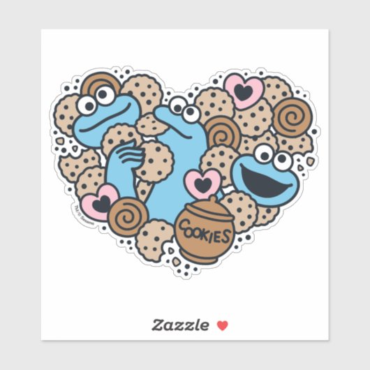 Sesam | Koekjesmonster Doodle Heart Sticker (Vel)