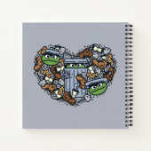 Sesam | Oscar de Grouch Doodle Heart Notitieboek (Achterkant)