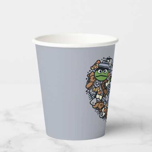 Sesam | Oscar de Grouch Doodle Heart Papieren Bekers (Voorkant)