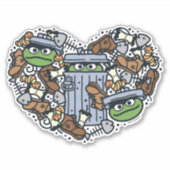 Sesam | Oscar de Grouch Doodle Heart Sticker (Voorkant)