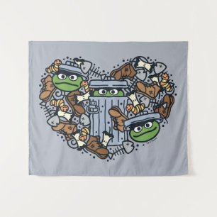 Sesam   Oscar de Grouch Doodle Heart Wandkleed