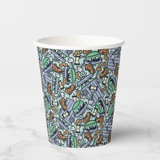 Sesam | Oscar het Grouch Patroon Papieren Bekers (Voorkant)