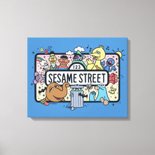 Sesam   Sesame Pals Doodle Sign Canvas Afdruk