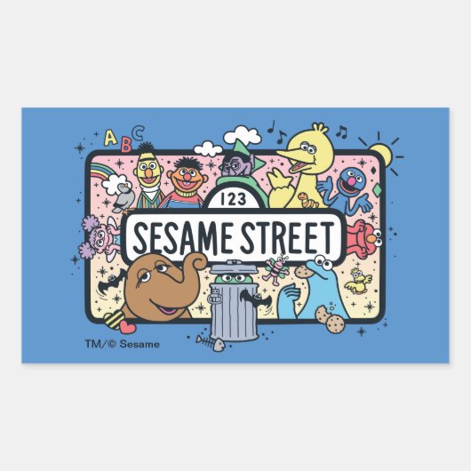 Sesam | Sesame Pals Doodle Sign Rechthoekige Sticker (Voorkant)