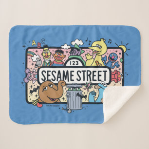 Sesam   Sesame Pals Doodle Sign Sherpa Deken