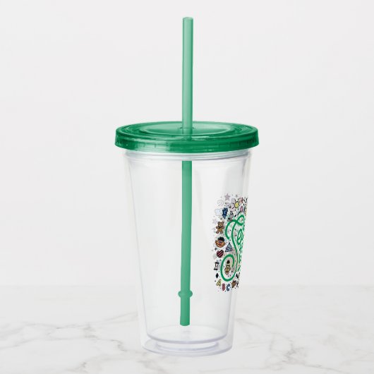 Sesam | Sesamstraat Groene Doodle Script Acryl Drinkbeker (Rechts)
