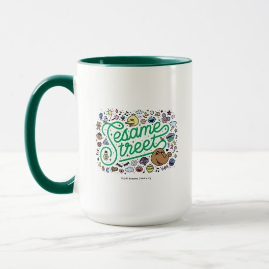 Sesam | Sesamstraat Groene Doodle Script Mok (Links)