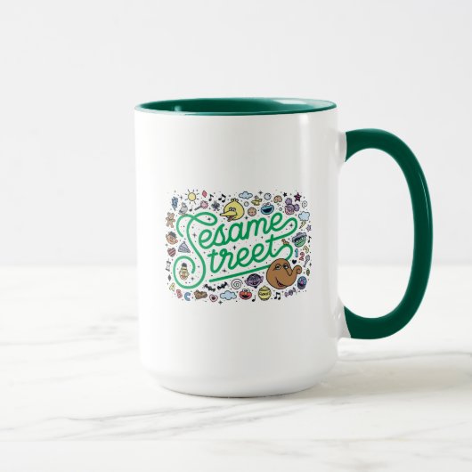 Sesam | Sesamstraat Groene Doodle Script Mok (Rechts)
