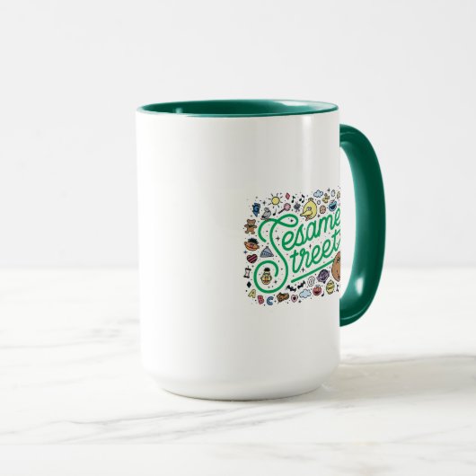 Sesam | Sesamstraat Groene Doodle Script Mok (Voorkant rechts)