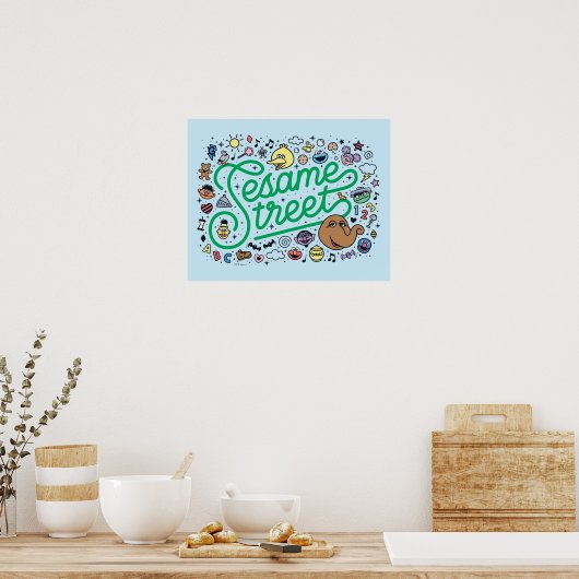 Sesam | Sesamstraat Groene Doodle Script Poster (Keuken)