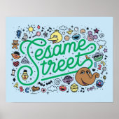 Sesam | Sesamstraat Groene Doodle Script Poster (Voorkant)