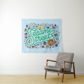 Sesam | Sesamstraat Groene Doodle Script Wandkleed (In Situ (horizontaal))