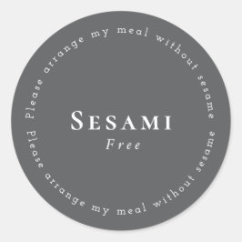 Sesame-Free Request Sticker, Dark-gray - White Ronde Sticker