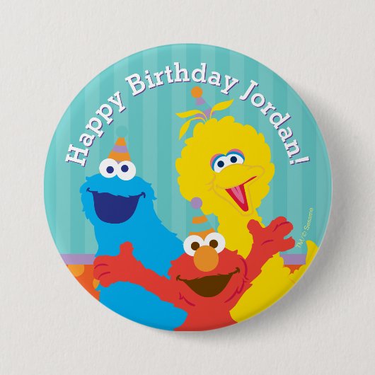 Sesame Pals Birthday Patroon Ronde Button 7,6 Cm (Voorkant)