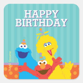Sesame Pals Birthday Patroon Vierkante Sticker