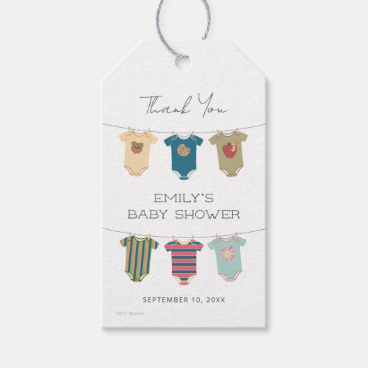 Sesame Pals Bodysuits Baby shower Dank u Cadeaulabel (Voorkant)