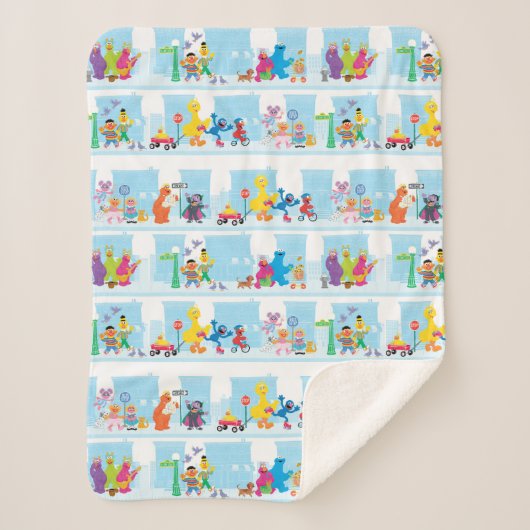 Sesame Pals die langs Sesamstraat lopen Patroon Sherpa Deken (Voorkant)