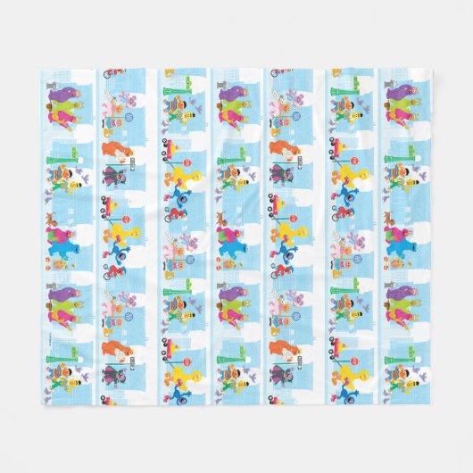 Sesame Pals loopt langs Sesamstraat Pattern Fleece Deken (Voorkant (Horizontaal))
