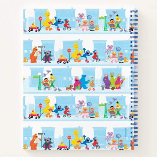 Sesame Pals loopt langs Sesamstraat Pattern Notitieboek (Achterkant)