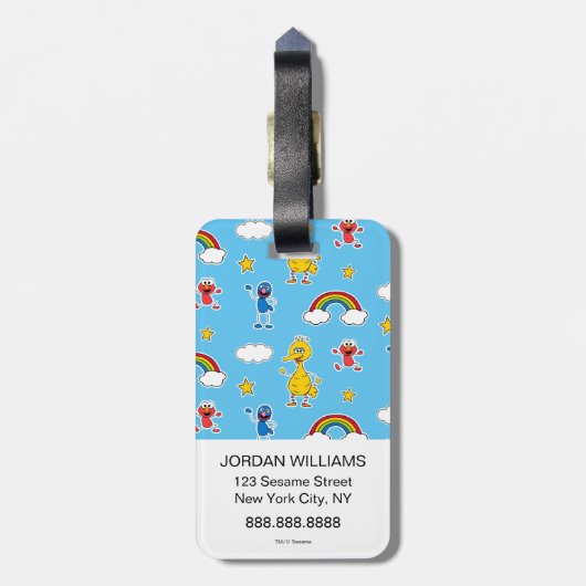 Sesame Pals Rainbow Doodley Pattern Bagagelabel (Achterkant verticaal)