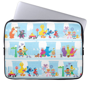 Sesame Pals Wandelen Langs Sesame Straat Patroon Laptop Sleeve