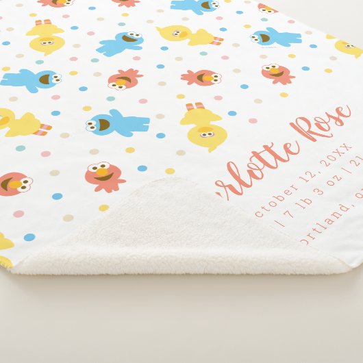 Sesame Pals White Polka Dot Geboorte Statistieken Sherpa Deken (3/4)