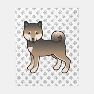 Sesame Shiba Inu Schattige Cartoon Hond En Pootjes Fleece Deken