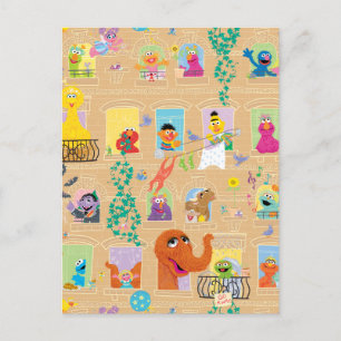 Sesame Street Appartement Raam Patroon Briefkaart