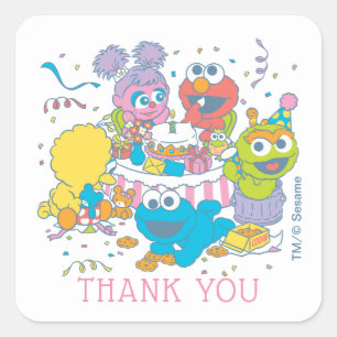 Sesame Street   Baby's Eerste Verjaardag - Bedankt Vierkante Sticker