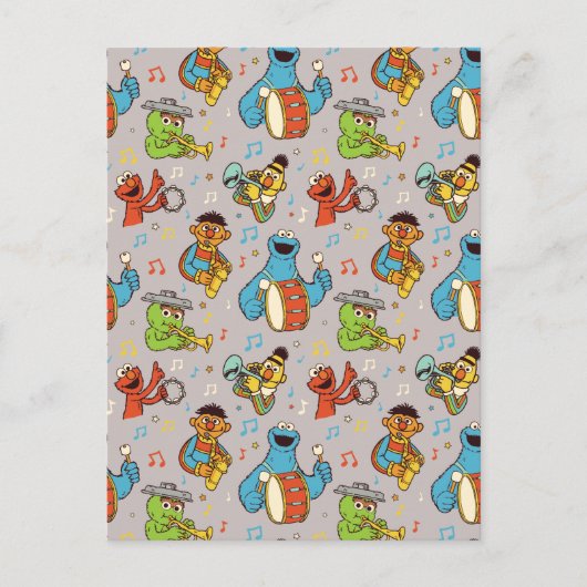 Sesame Street Band Gray Pattern Briefkaart (Voorkant)