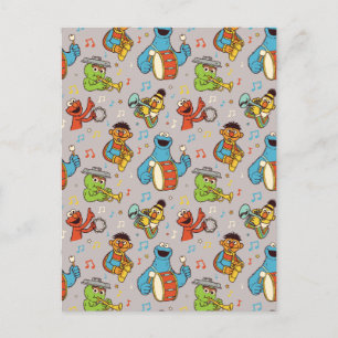 Sesame Street Band Gray Pattern Briefkaart