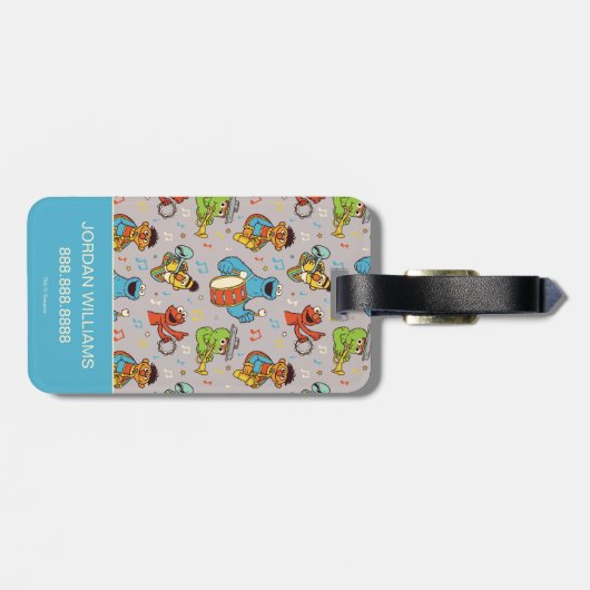 Sesame Street Band Grey Pattern Bagagelabel (Achterkant horizontaal)