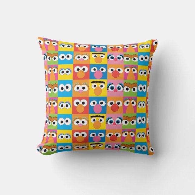 Sesame Street Character Eyes Pattern Kussen (Voorkant)