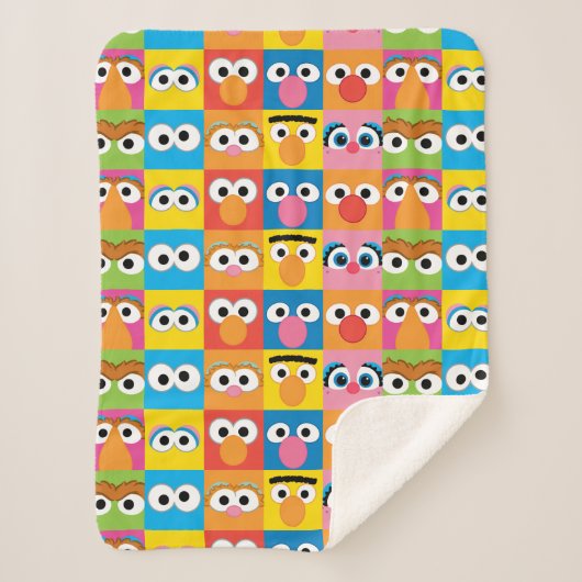Sesame Street Character Eyes Pattern Sherpa Deken (Voorkant)