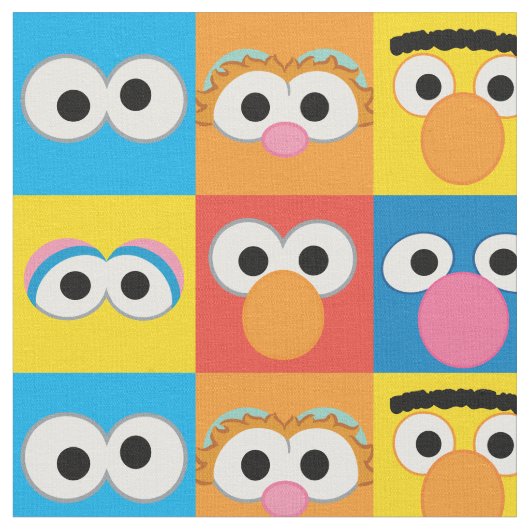 Sesame Street Character Eyes Pattern Stof (Close Up)