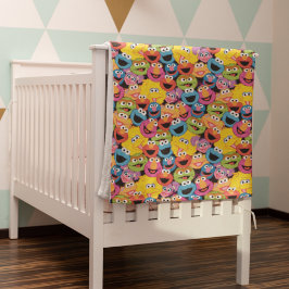 Sesame Street Character Facter Pattern Fleece Deken