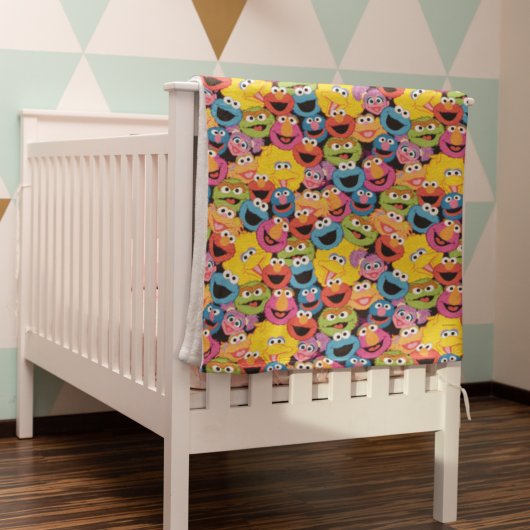 Sesame Street Character Facter Pattern Fleece Deken