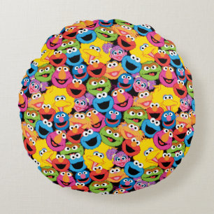 Sesame Street Character Facter Pattern Rond Kussen