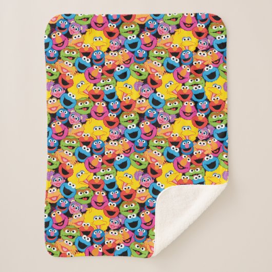 Sesame Street Character Facter Pattern Sherpa Deken (Voorkant)
