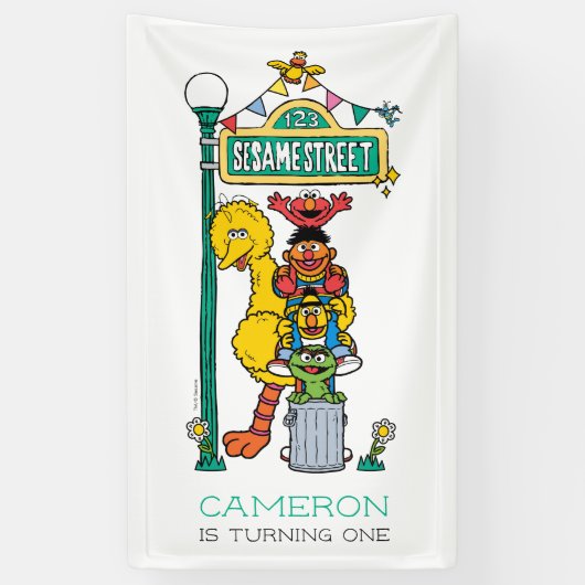 Sesame Street Characters First Birthday Banner (Verticaal)